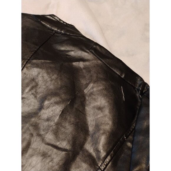 AOWOFS Jacket Slim Fit Faux Leather Motorcycle Coat Zip Biker 2XL Fits Like XL - Picture 8 of 9